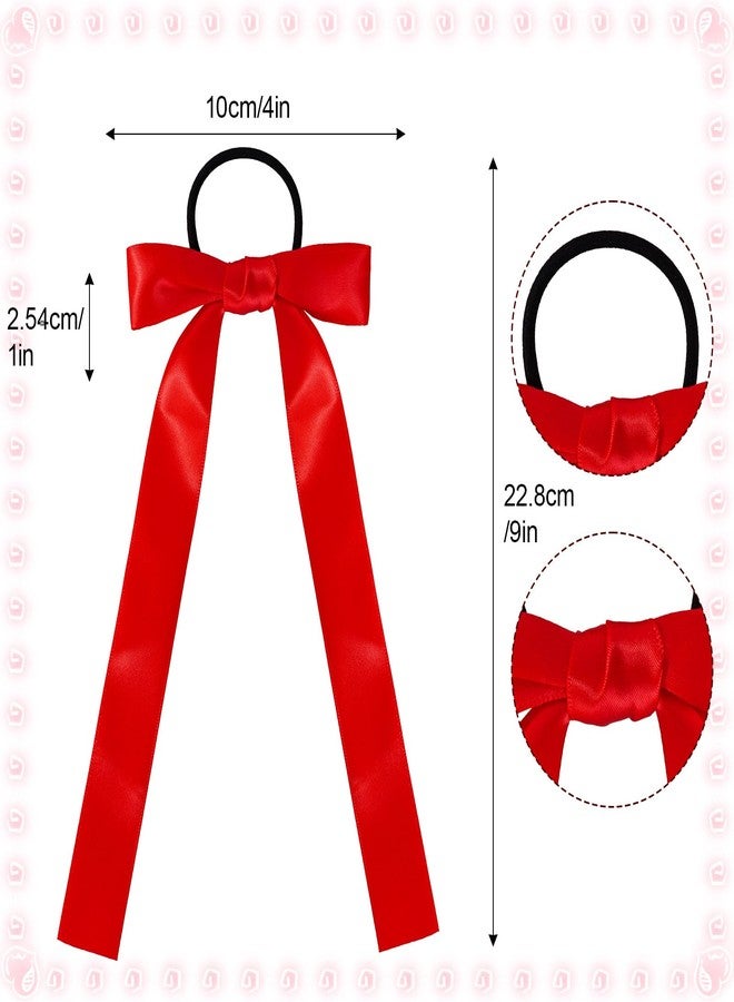 Fengek 30 Pcs Red Cheer Bows Bulk, Long Red Hair Bows for Girls and Women - Hair Ties for Cheerleading, Daily Wear & School Outfits - Image 2